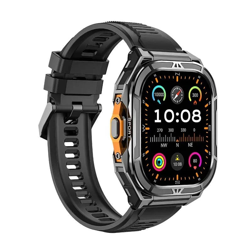 X5 smart watch with AMOLED screen and Bluetooth calling features, available in black and gray