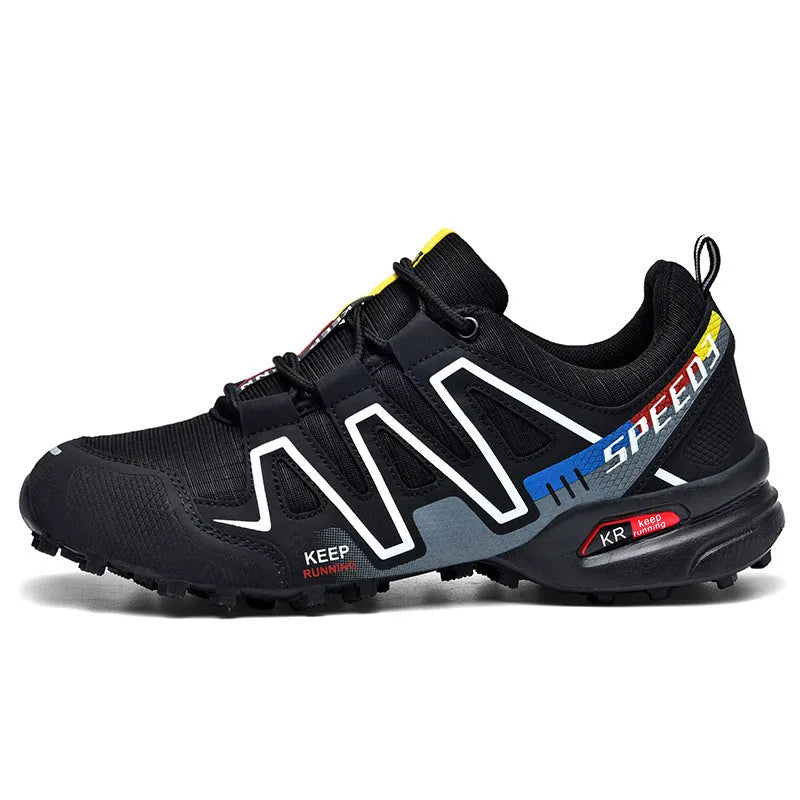 Men's plus size casual shoes in synthetic leather with mesh lining and rubber sole.