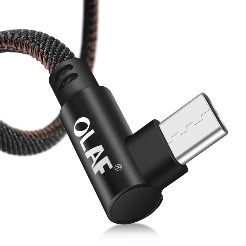Deniel braided fast charging USB cable for Android and Type C in black, blue, and red colour options.