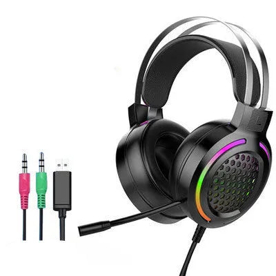 H500 Holloway RGB USB gaming headset in black with large ear cups and microphone.