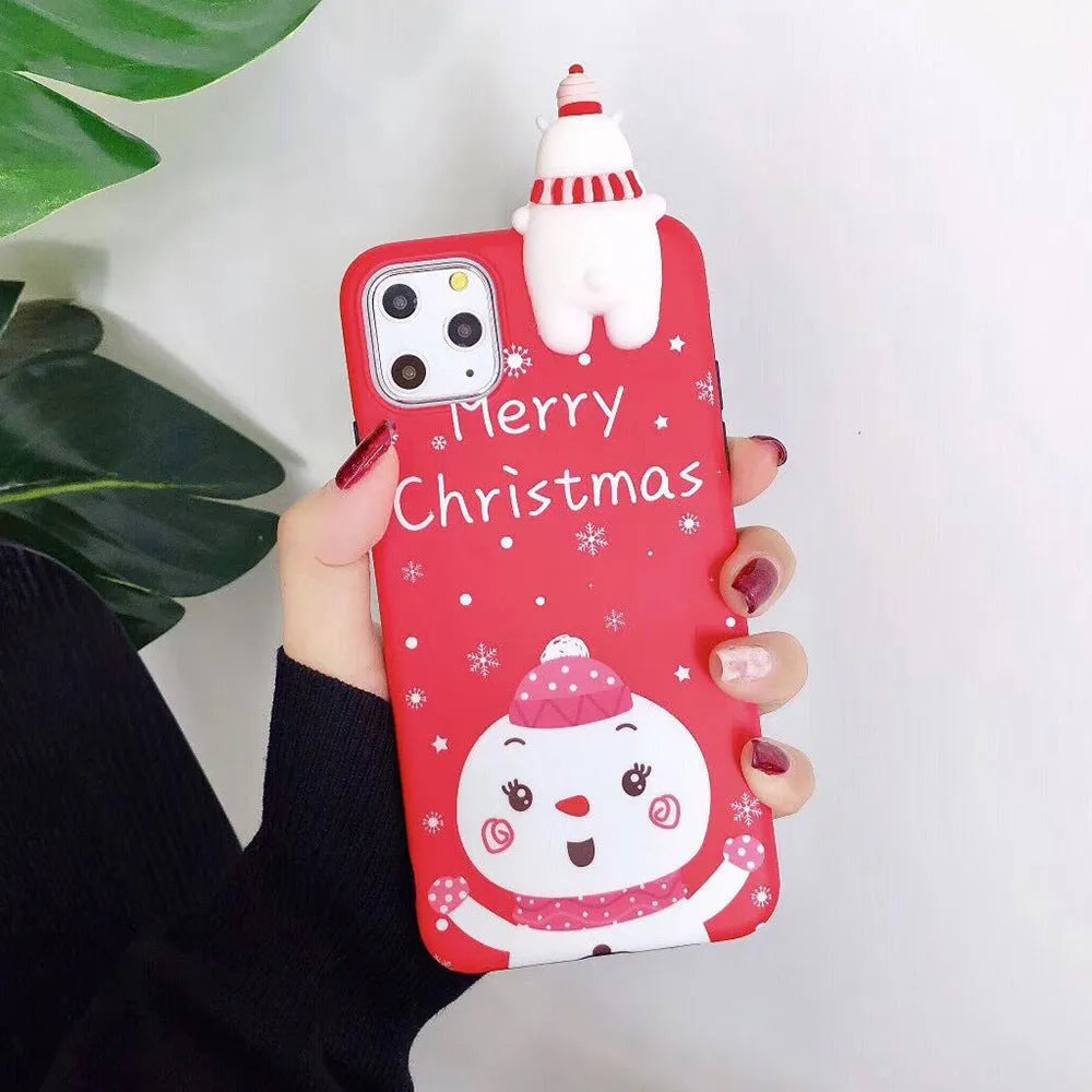Christmas themed silicone back cover phone case for multiple iPhone models