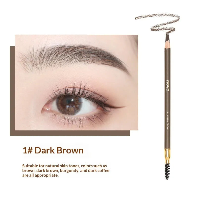 Natural Shaping Machete Smudge-proof Double-ended Eyebrow Pencil in four shades with spoolie brush