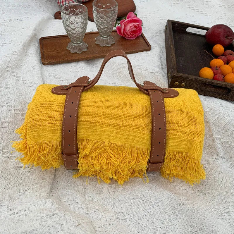 New Chessboard Plaid Knitted Thickened Camping Rugs Picnic Mat Fashion Tassel Acrylic Picnic Blanket in Khaki White Gray White Yellow White White Plaid White Powder Green White Gray Plaid Yellow Plaid Green Black Red Sizes 90x90 130x180 180x180 230x250 cm