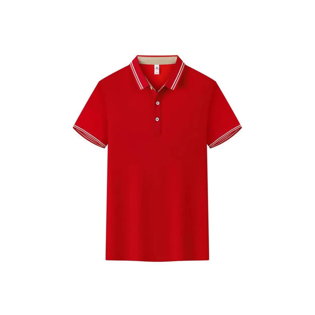 Men's slim fit cotton polo shirt with collar and short sleeves in multiple colour options
