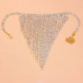 Double row alloy necklace with rhinestones in gold colour, symmetrical design