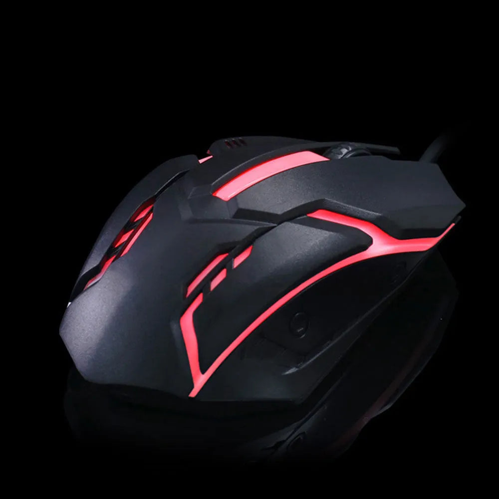Wired USB computer mouse with glow illumination in black or white colour options