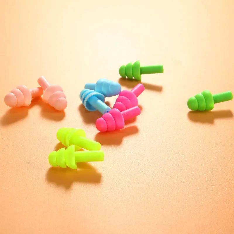 Silicone noise reduction waterproof earplugs in black, reusable in-ear sleep and swimming plugs