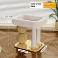Pine wood cat bed with double columns and integrated grasping balls for scratching