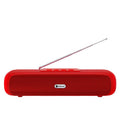 Desktop wireless long strip subwoofer speaker in black, blue, red, or silver grey colour.