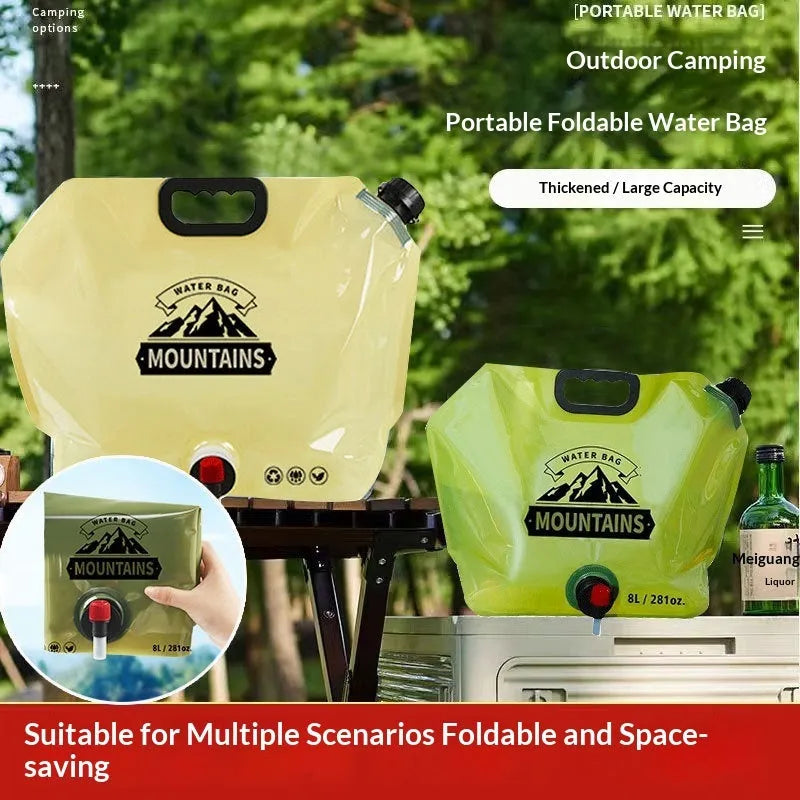 Outdoor water storage bag thickened car portable 8L capacity waterproof fabric for hiking camping