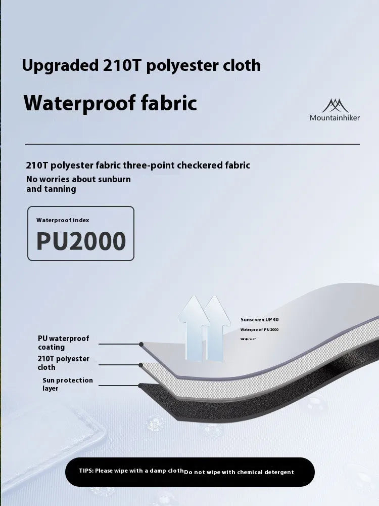 Camping rainproof sun protection portable storage tent 210D polyester checked cloth double 210x140x110cm wind resistance level 5-6 Moonlight White