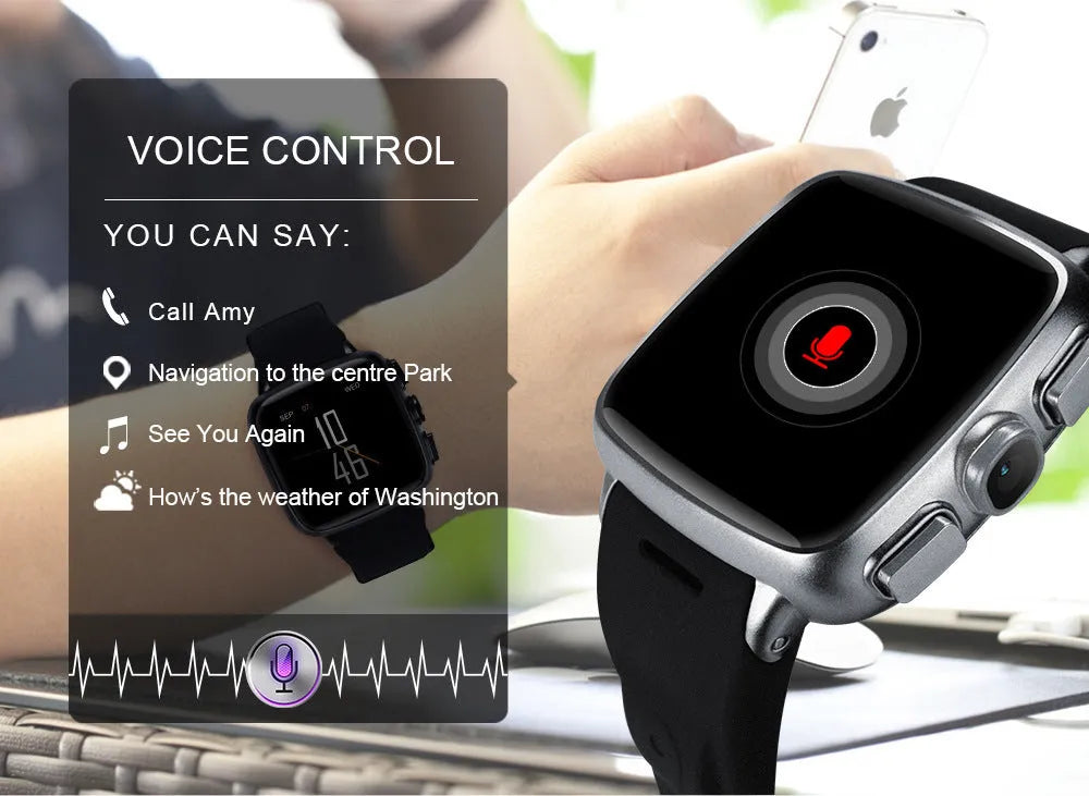 Z01 smart watch in black or white with a 1.54-inch touchscreen on a wrist.