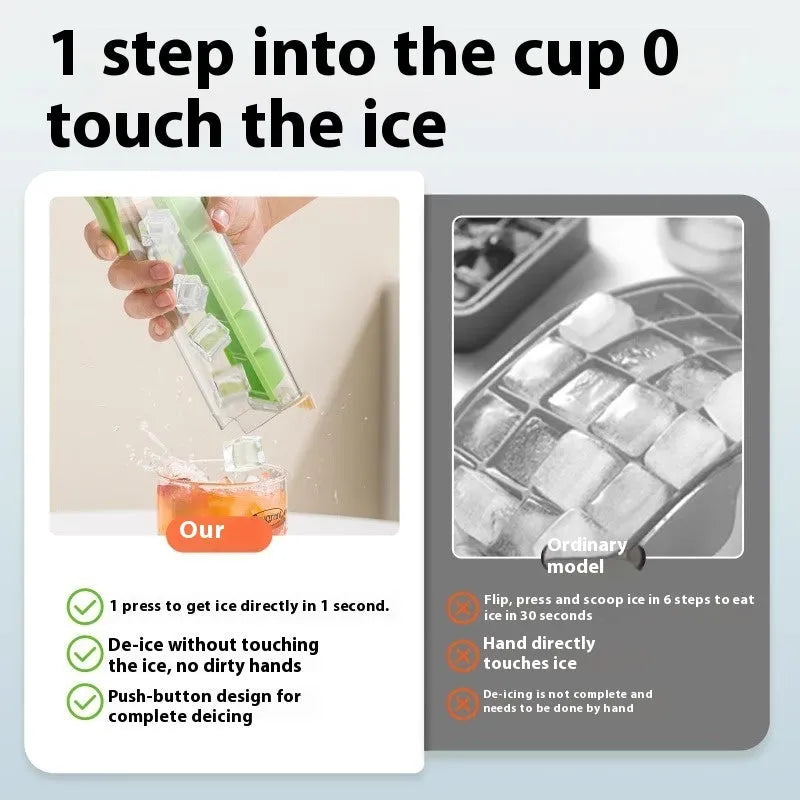 Food grade press-release ice cube tray with storage box in Maldives colour or pearl white.