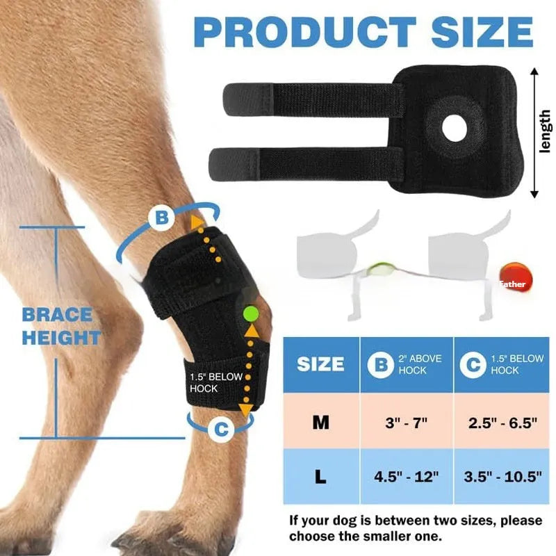 Black polyester pet leg guard for dog or cat ACL ligament tear rehabilitation support