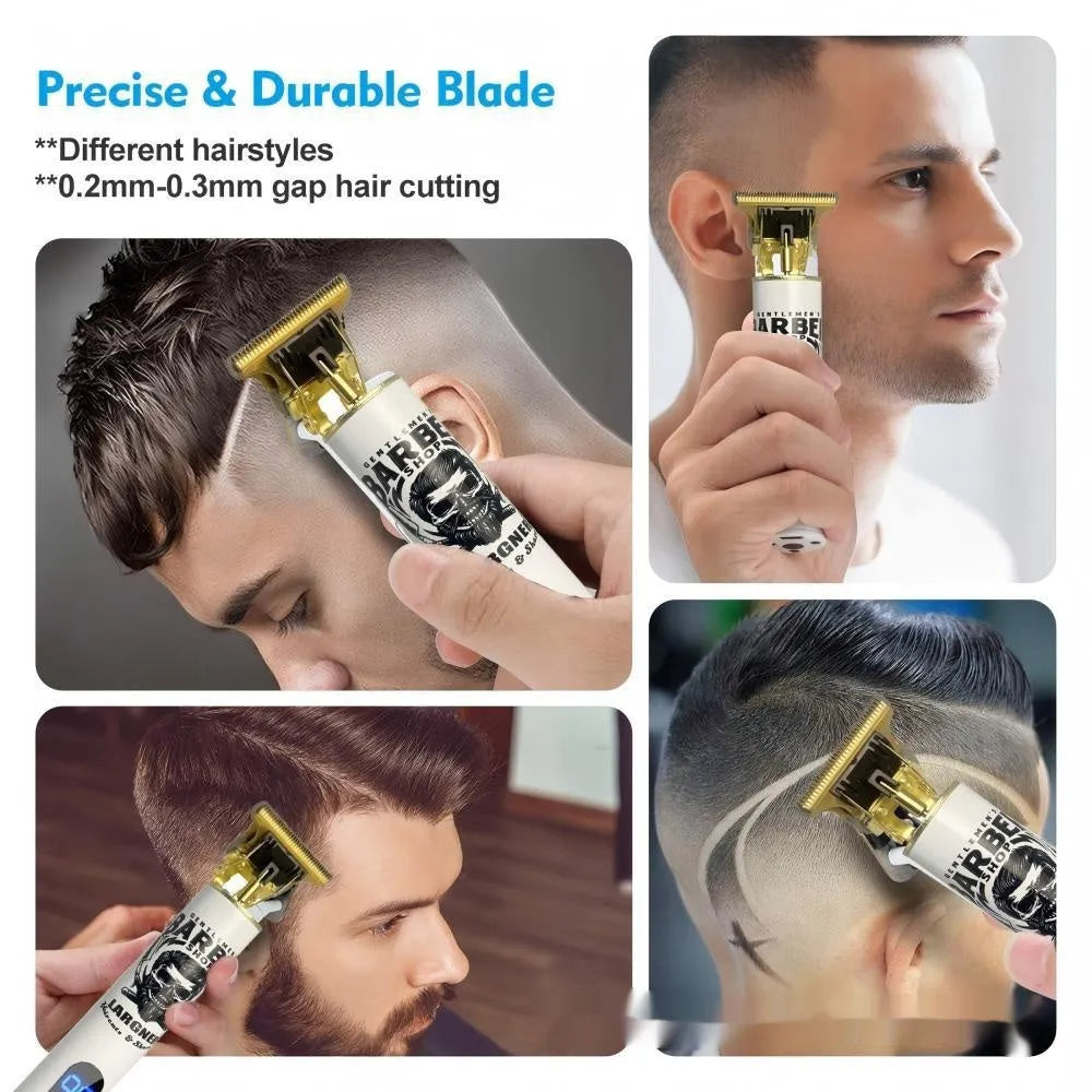 Rechargeable hair clipper kit with stainless steel cutter head and four plastic attachment combs