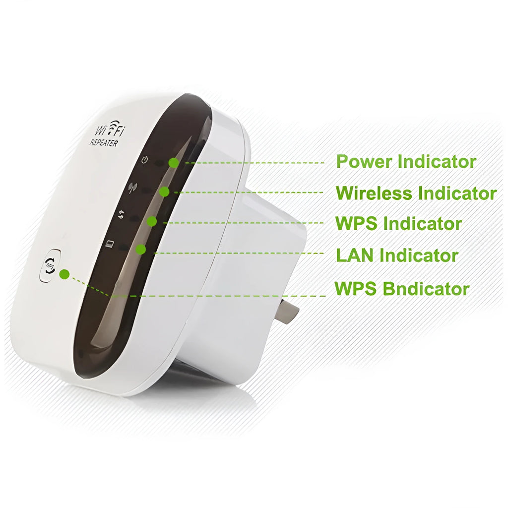 WiFi repeater signal amplifier 300Mbps 2.4GHz 802.11n white and black 75x90mm