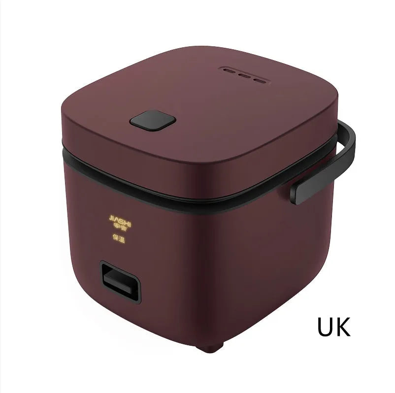 Mini rice cooker 1-2 litre 200W compact mechanical kitchen appliance in brown