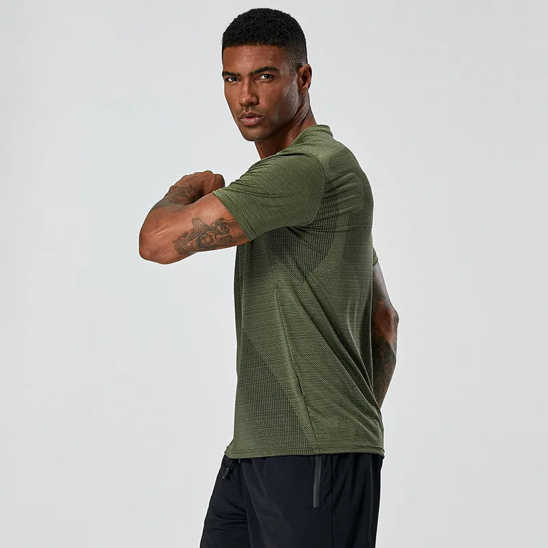 Quick-drying polyester T-shirt for men and women in Army Green colour, front view