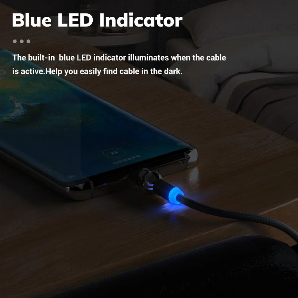 Black magnetic charging cable with spherical aluminium alloy connector on a 1m TPE cable