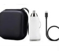 Black silicone USB rechargeable LED headlamp with side wave sensor, showing wide beam and long-range lighting.