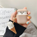 Colourful cylinder ice cream design printed on a silicone protective case for Apple AirPods 2.