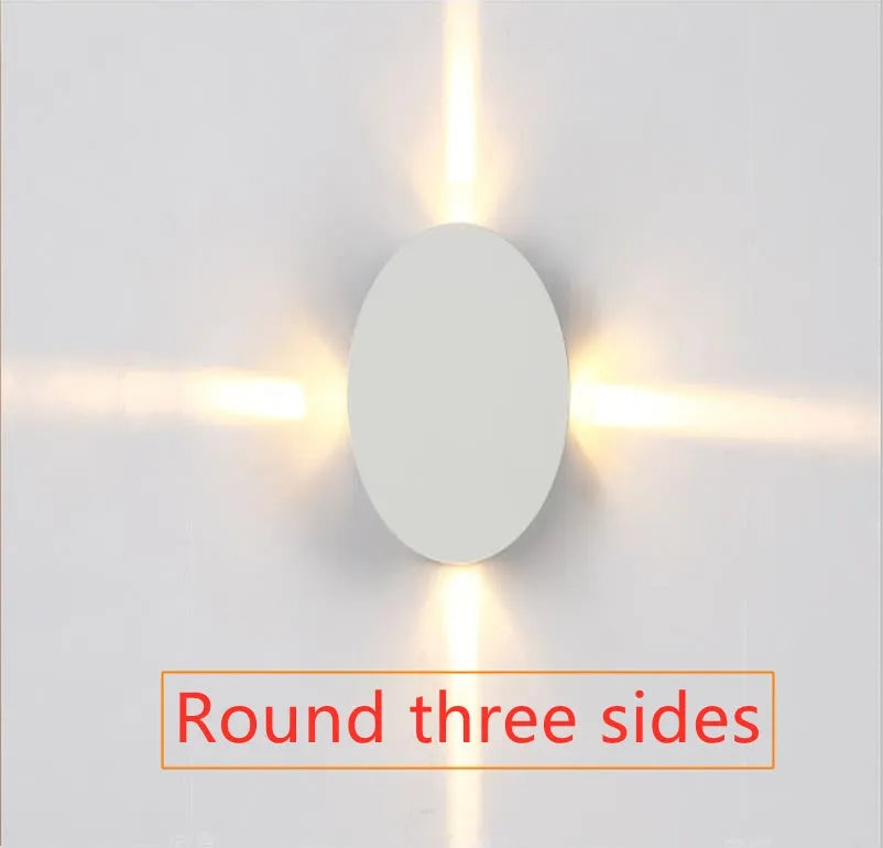 Square and round modern LED wall light with aluminium body and iron lampshade