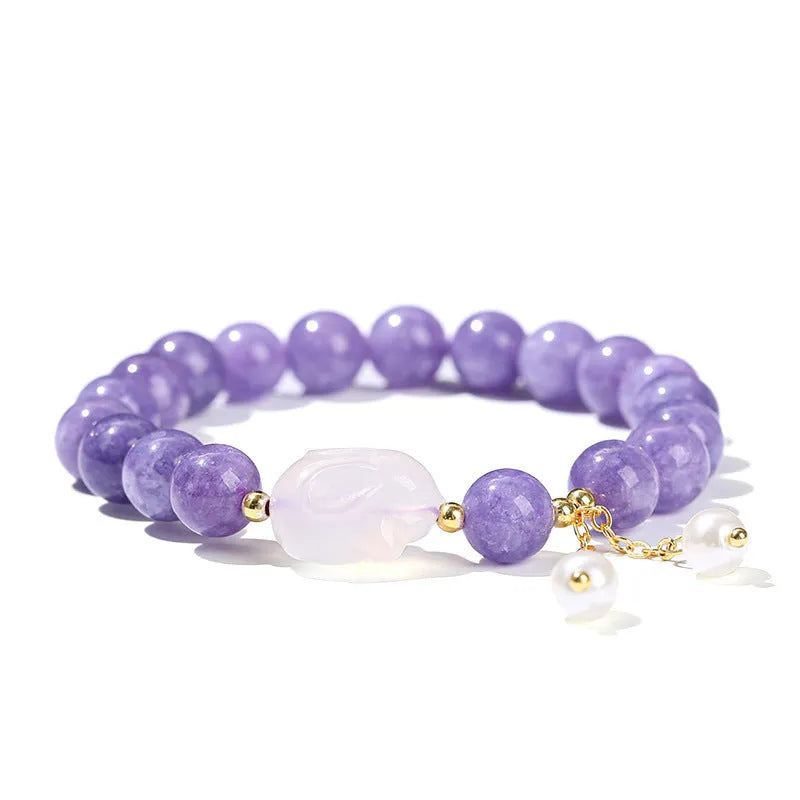 Purple aquamarine agate rabbit bracelet with geometric beads for women's jewellery