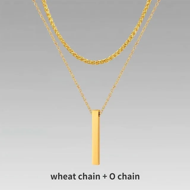 Crystal necklace for men with alloy silver pad finish in European American style