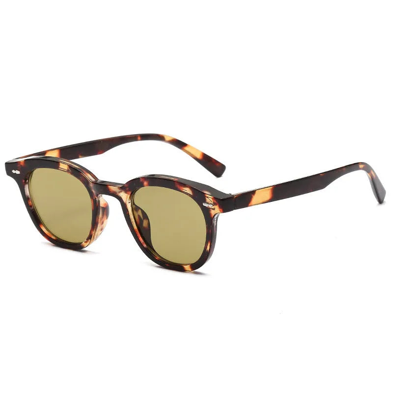 Beige retro round sunglasses with PC lens and metal hinge construction in multiple colour options