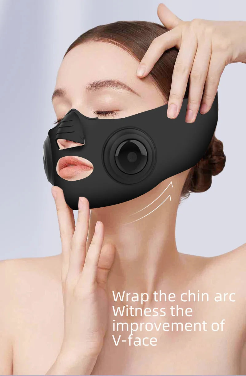 Black photon rejuvenation mask beauty device with USB port and adjustable controls for home facial skincare.