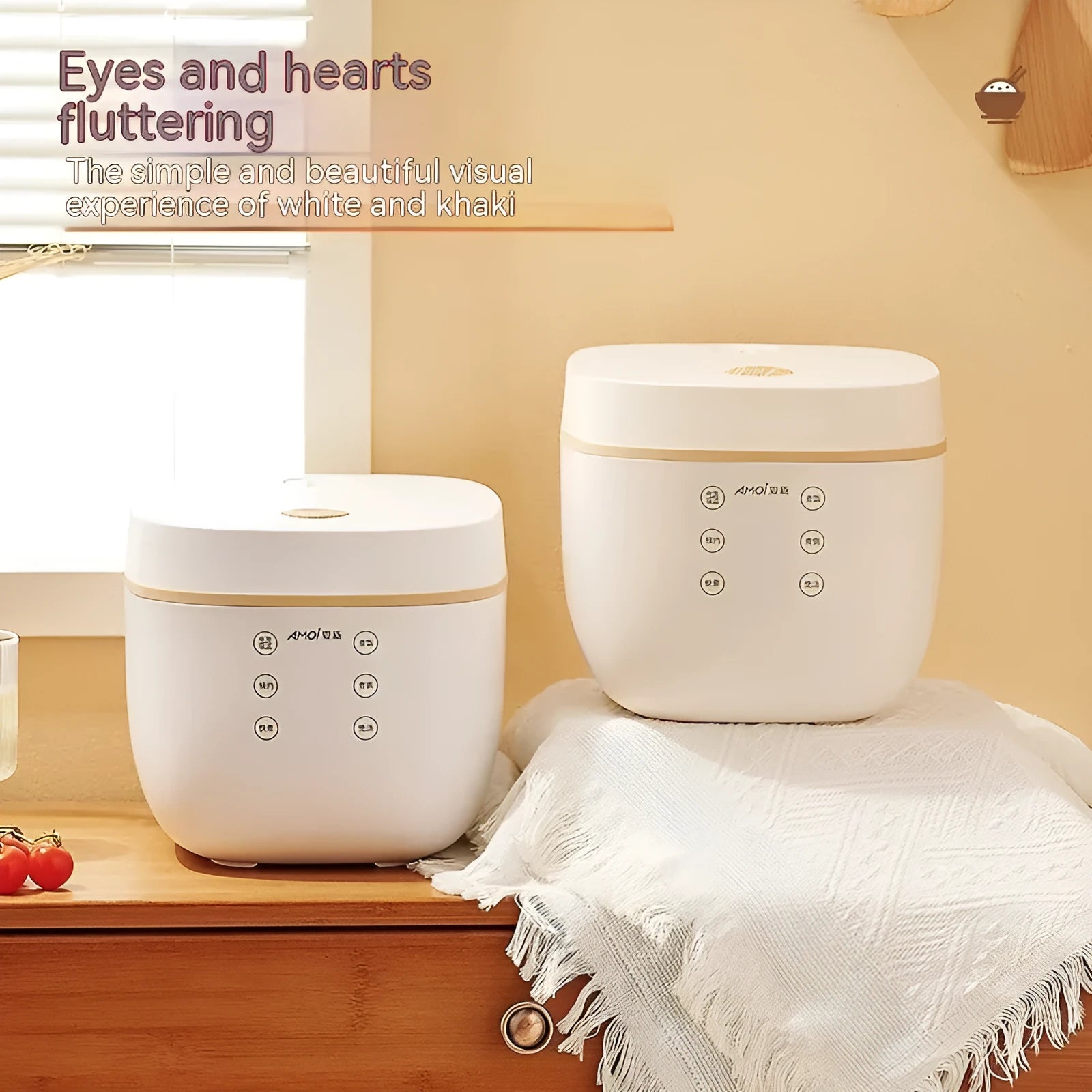 White intelligent multi-function rice cooker with 3L capacity and included accessories