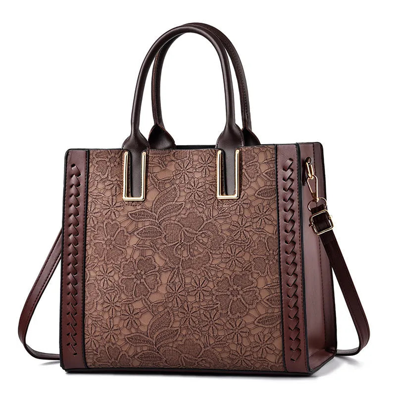 Ladies PU leather crossbody satchel bag with adjustable strap in black, horizontal square shape, soft finish