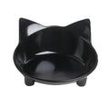 Shallow cat bowl in black, non-slip rubber base, raised legs, 145mm wide