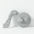 Silicone pet food mixing spoon and flexible can sealing lids in grey, pink and yellow colours.