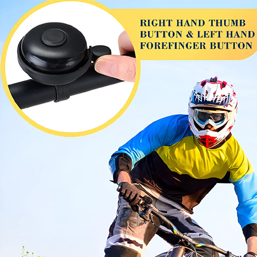 Black ABS plastic bicycle bell with 58mm diameter for mountain bike and road cycling handlebars