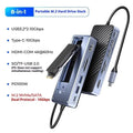 8-in-1 M.2 hard disk box docking station with USB 3.2 and Gigabit port, black aluminium alloy