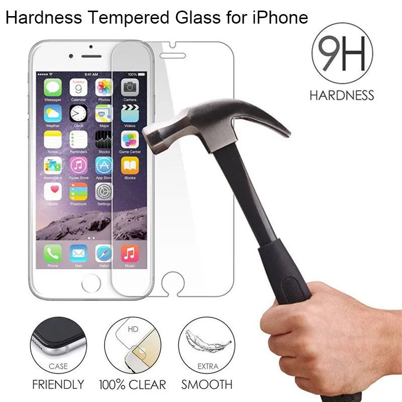 Clear tempered glass screen protector for iPhone with anti-fingerprint coating