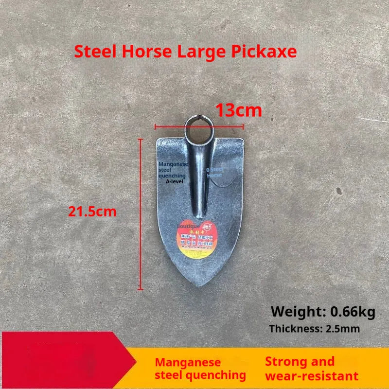 Agricultural pointed hoe tool with steel horse tip for weeding and ploughing