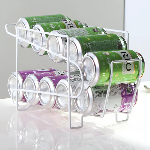 Double-layer iron Cans Coke kitchen storage rack in picture colour, 28x18x14cm, on a desktop