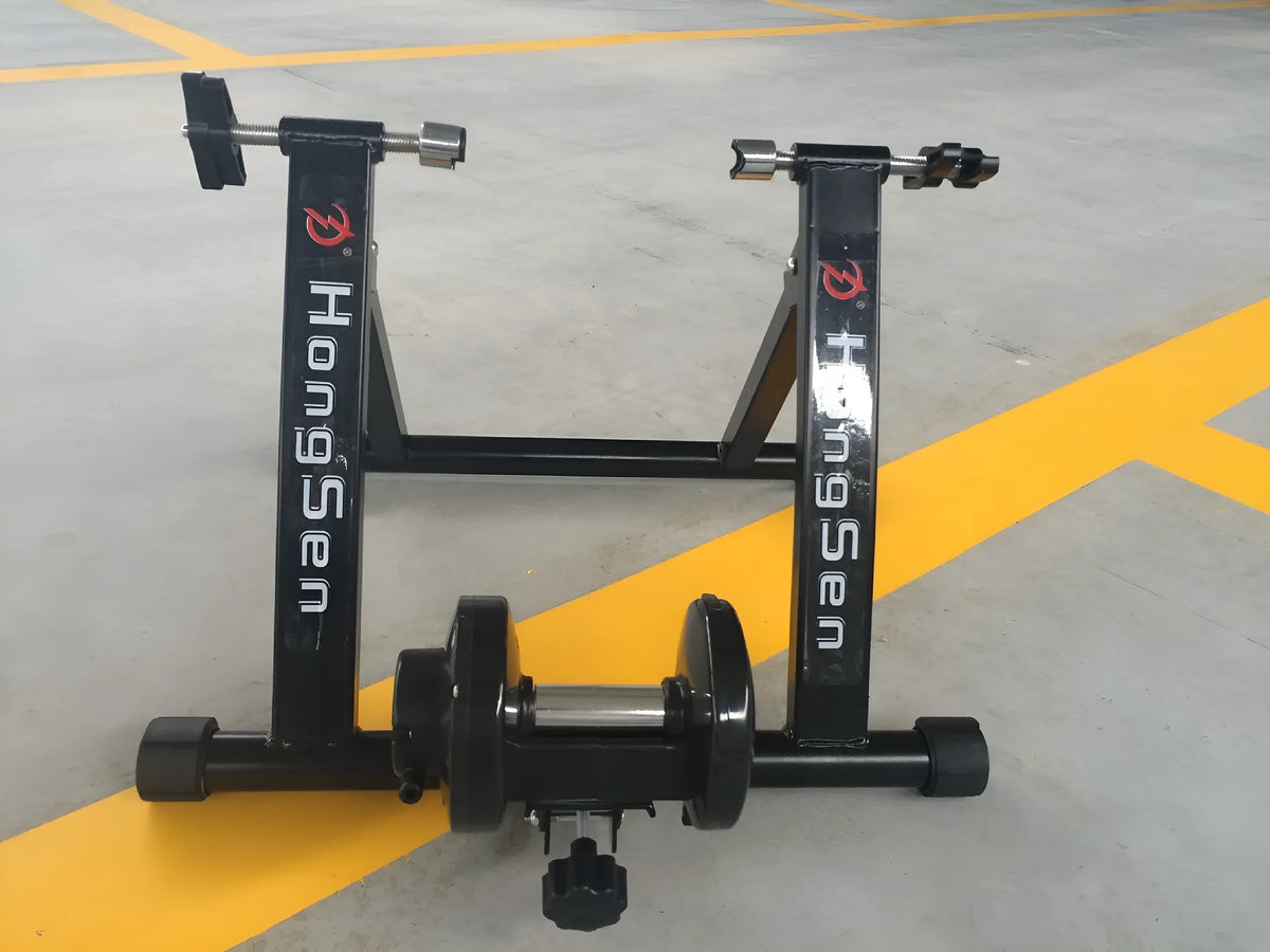 Line controlled cycling training table with magnetic resistance, black frame, for indoor bike training