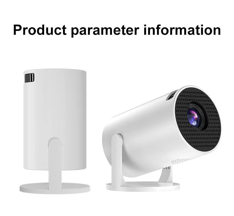 White mini wireless portable projector with 1080p HD resolution for home entertainment