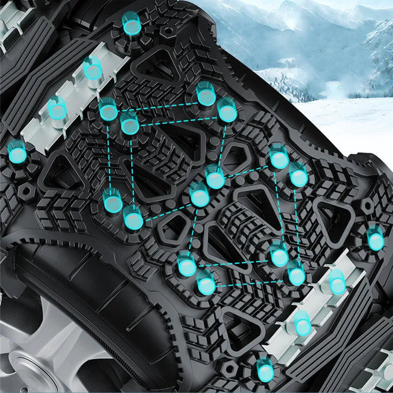 Universal nonskid chain with steel plate gear, wrench, shovel, and gloves for car SUV winter traction
