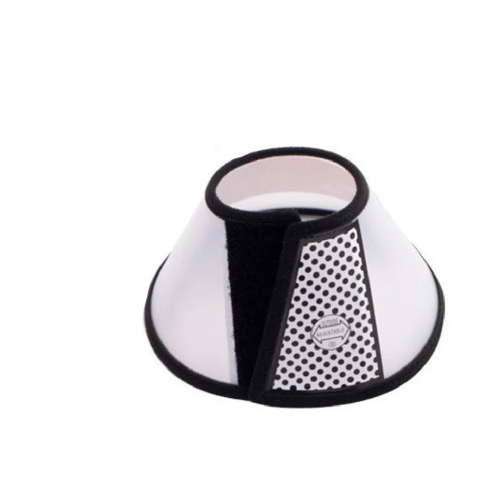 Transparent PP plastic pet cleaning ring with Velcro closure in size 5 for neck 23-27cm depth 12.5cm