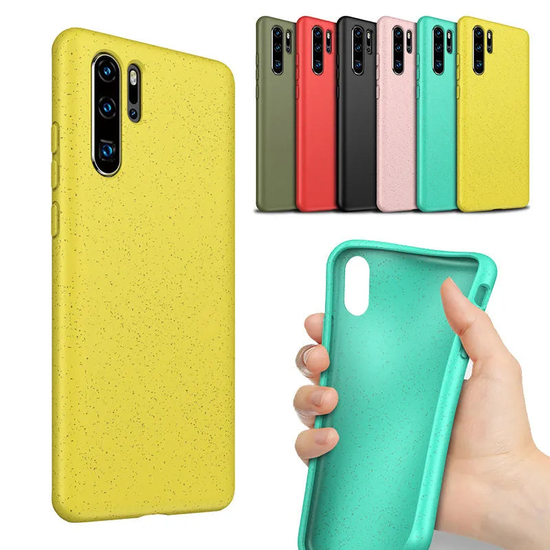 Huawei P30 mobile phone case in TPU material showing back cover design with multiple colour options