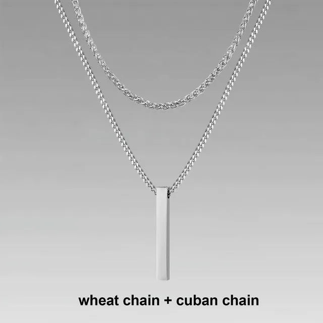 Crystal necklace for men with alloy silver pad finish in European American style