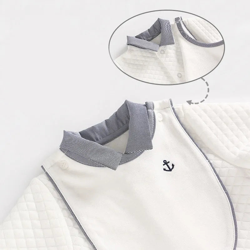 White long-sleeve cotton baby gentleman romper for boys