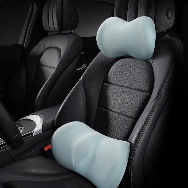 Car seat lumbar support and headrest cushion set in five colour options for driving comfort