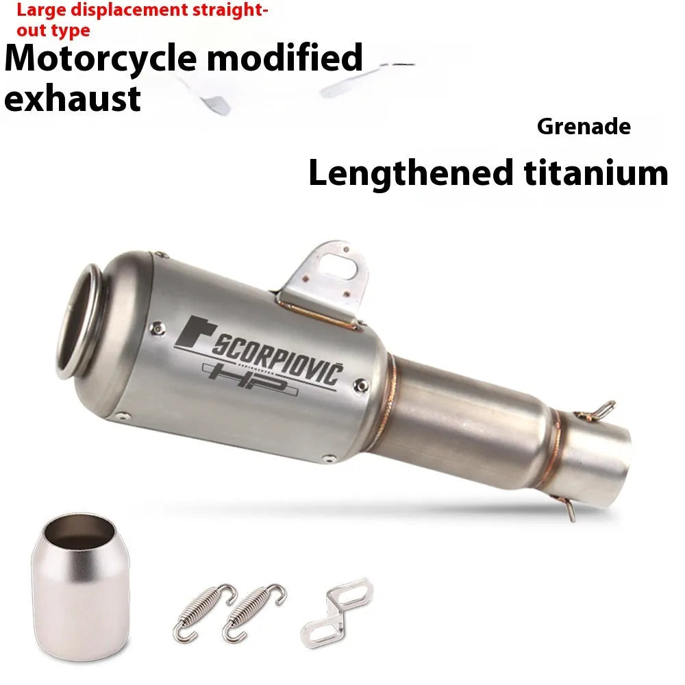 Universal motorcycle racing exhaust pipe in stainless steel with flower cover design