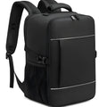 Black boarding bag travel computer backpack with sewing line detail and airpillow straps