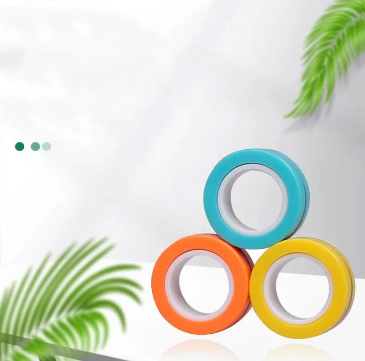 Blue magnetic plastic rotating fidget ring showing internal diameter of 1.8cm.